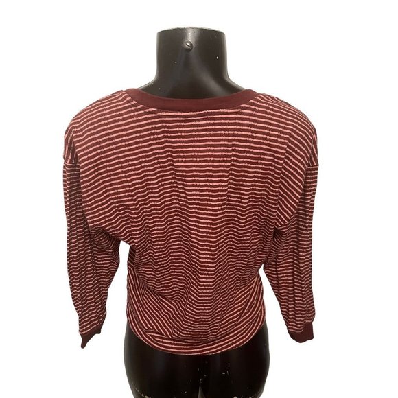 Small Anthropologie Striped V-Neck 3/4 Sleeve Womens Top - Picture 7 of 9